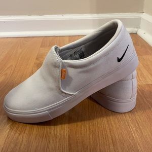 white slip ons